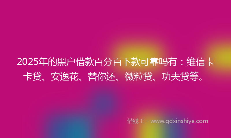 2025年的黑户借款百分百下款可靠吗有：维信卡卡贷、安逸花、替你还、微粒贷、功夫贷等。