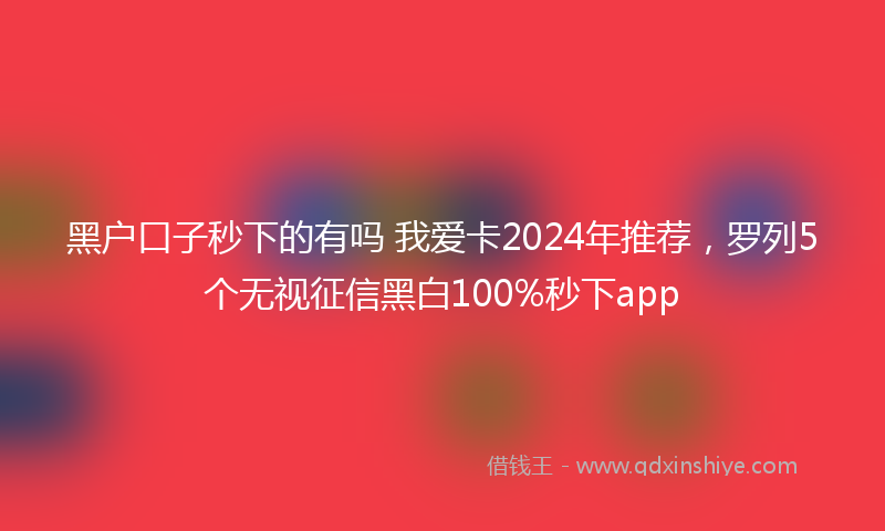 黑户口子秒下的有吗 我爱卡2024年推荐，罗列5个无视征信黑白100%秒下app