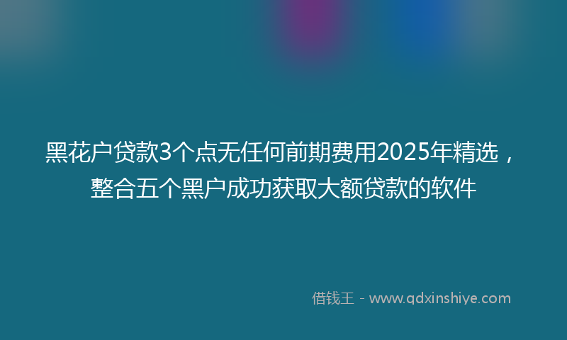 黑花户贷款3个点无任何前期费用2025年精选，整合五个黑户成功获取大额贷款的软件