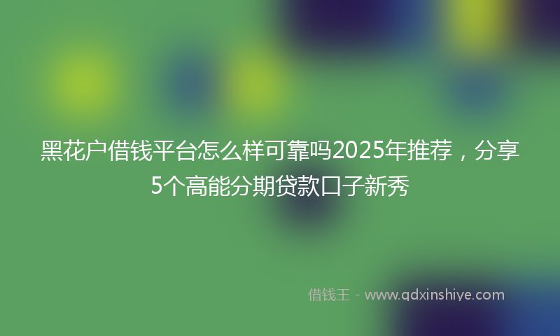黑花户借钱平台怎么样可靠吗2025年推荐，分享5个高能分期贷款口子新秀