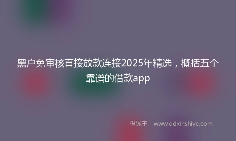 黑户免审核直接放款连接2025年精选，概括五个靠谱的借款app