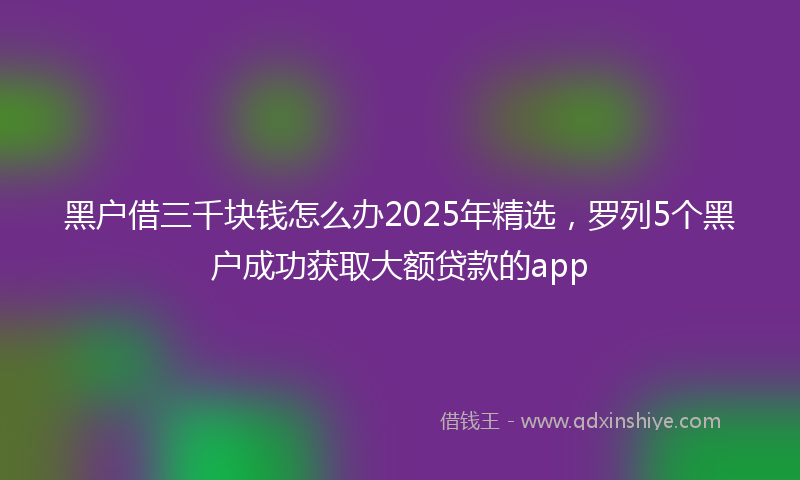 黑户借三千块钱怎么办2025年精选，罗列5个黑户成功获取大额贷款的app