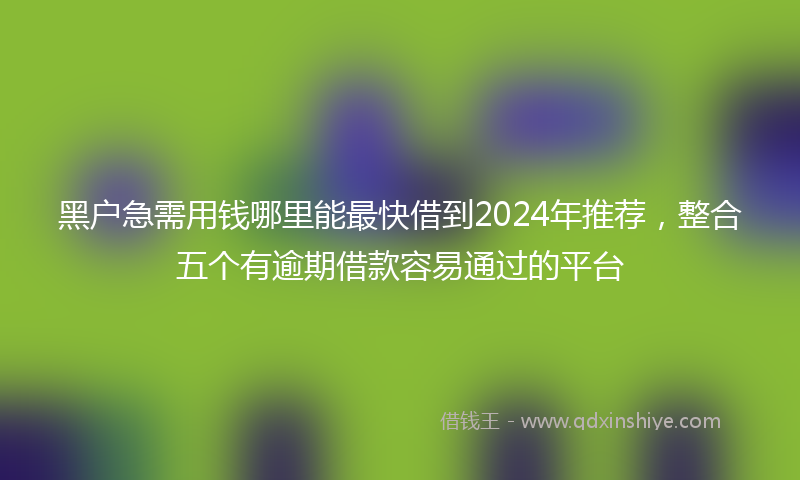 黑户急需用钱哪里能最快借到2024年推荐，整合五个有逾期借款容易通过的平台