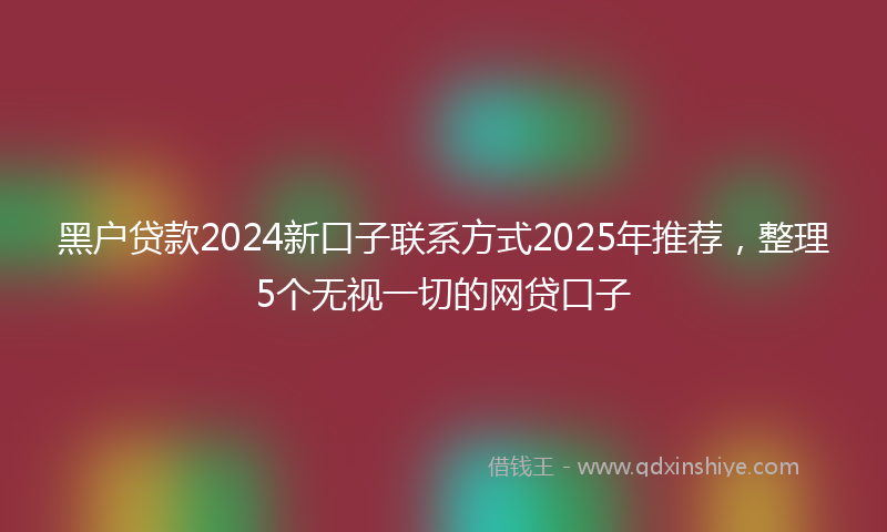 黑户贷款2024新口子联系方式2025年推荐，整理5个无视一切的网贷口子