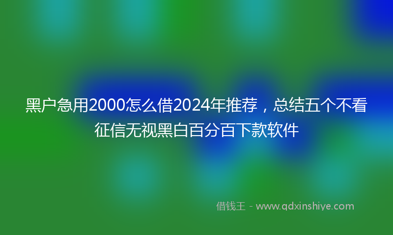 黑户急用2000怎么借2024年推荐，总结五个不看征信无视黑白百分百下款软件
