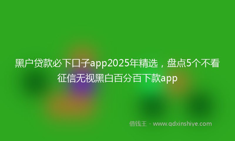 黑户贷款必下口子app2025年精选，盘点5个不看征信无视黑白百分百下款app