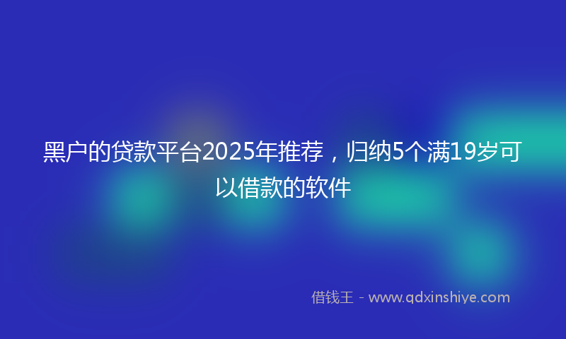黑户的贷款平台2025年推荐，归纳5个满19岁可以借款的软件