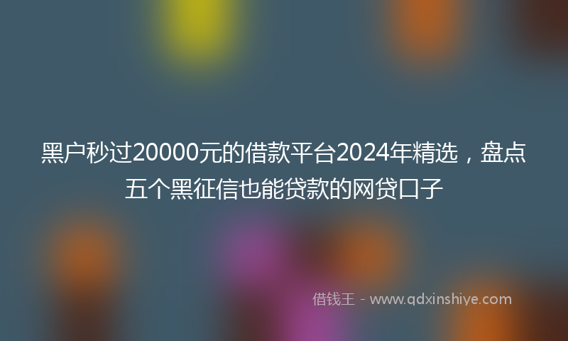 黑户秒过20000元的借款平台2024年精选，盘点五个黑征信也能贷款的网贷口子