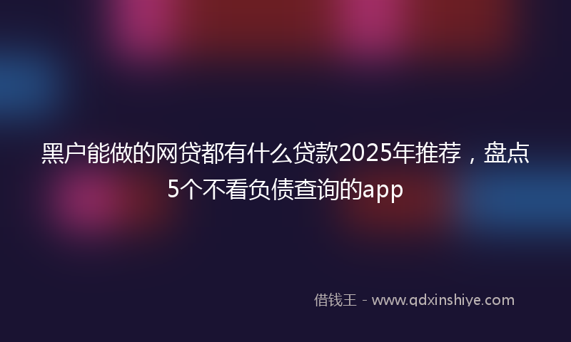 黑户能做的网贷都有什么贷款2025年推荐，盘点5个不看负债查询的app