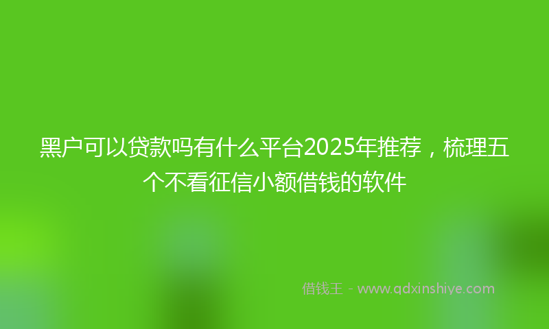 黑户可以贷款吗有什么平台2025年推荐，梳理五个不看征信小额借钱的软件
