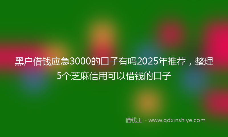 黑户借钱应急3000的口子有吗2025年推荐，整理5个芝麻信用可以借钱的口子