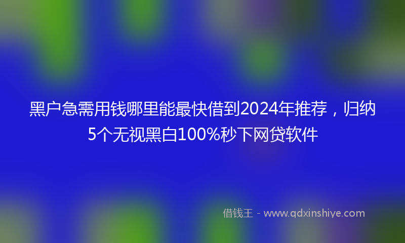 黑户急需用钱哪里能最快借到2024年推荐，归纳5个无视黑白100%秒下网贷软件