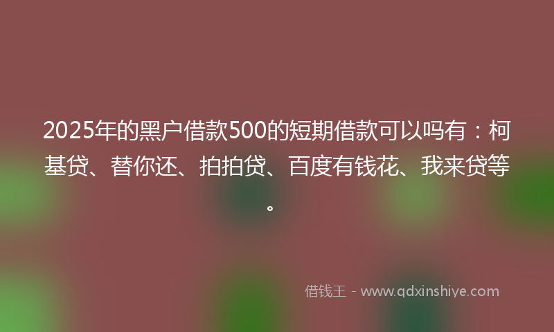 2025年的黑户借款500的短期借款可以吗有：柯基贷、替你还、拍拍贷、百度有钱花、我来贷等。