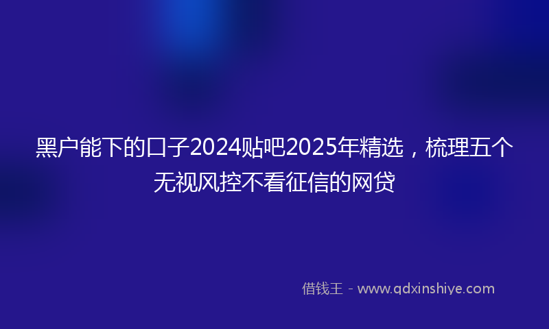 黑户能下的口子2024贴吧2025年精选，梳理五个无视风控不看征信的网贷