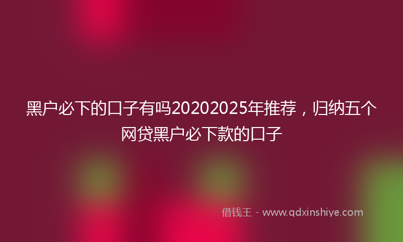 黑户必下的口子有吗20202025年推荐，归纳五个网贷黑户必下款的口子