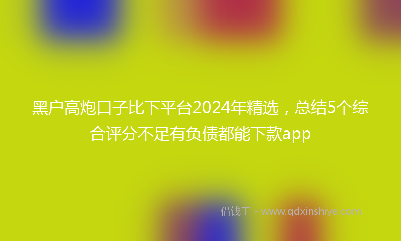 黑户高炮口子比下平台2024年精选，总结5个综合评分不足有负债都能下款app