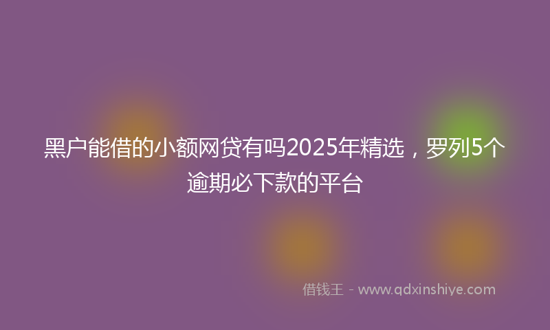 黑户能借的小额网贷有吗2025年精选，罗列5个逾期必下款的平台