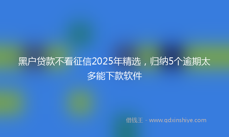 黑户贷款不看征信2025年精选，归纳5个逾期太多能下款软件