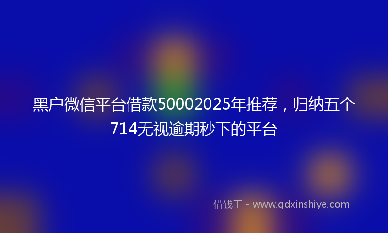 黑户微信平台借款50002025年推荐，归纳五个714无视逾期秒下的平台
