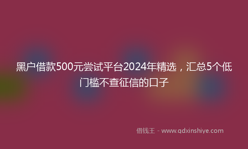 黑户借款500元尝试平台2024年精选，汇总5个低门槛不查征信的口子