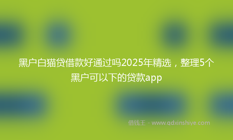 黑户白猫贷借款好通过吗2025年精选，整理5个黑户可以下的贷款app