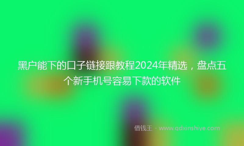黑户能下的口子链接跟教程2024年精选，盘点五个新手机号容易下款的软件