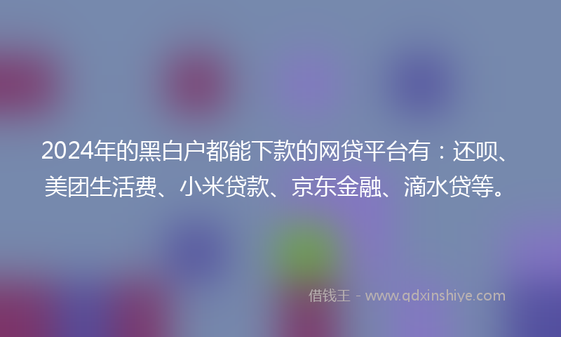 2024年的黑白户都能下款的网贷平台有：还呗、美团生活费、小米贷款、京东金融、滴水贷等。
