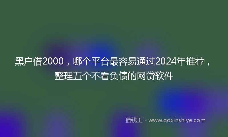 黑户借2000，哪个平台最容易通过2024年推荐，整理五个不看负债的网贷软件