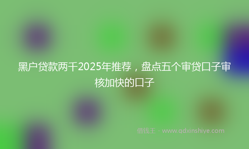 黑户贷款两千2025年推荐，盘点五个审贷口子审核加快的口子