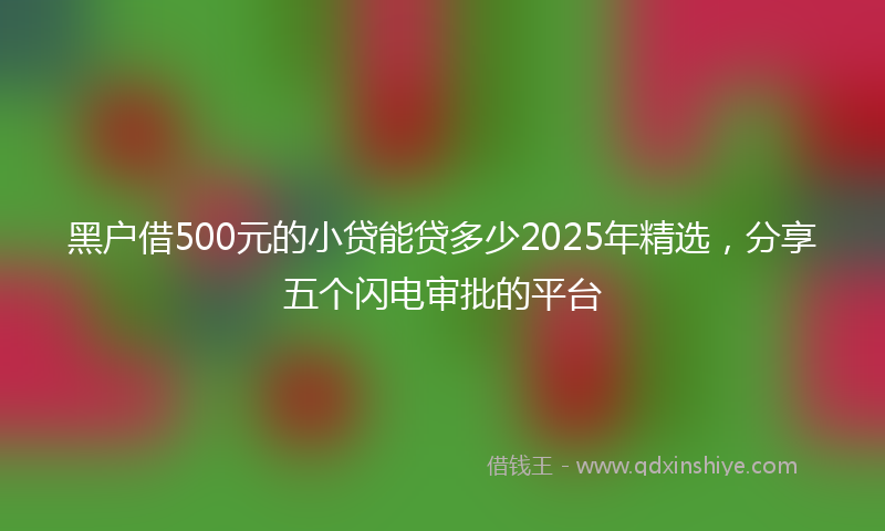 黑户借500元的小贷能贷多少2025年精选，分享五个闪电审批的平台