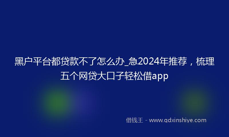 黑户平台都贷款不了怎么办_急2024年推荐，梳理五个网贷大口子轻松借app