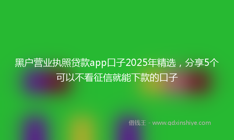 黑户营业执照贷款app口子2025年精选，分享5个可以不看征信就能下款的口子