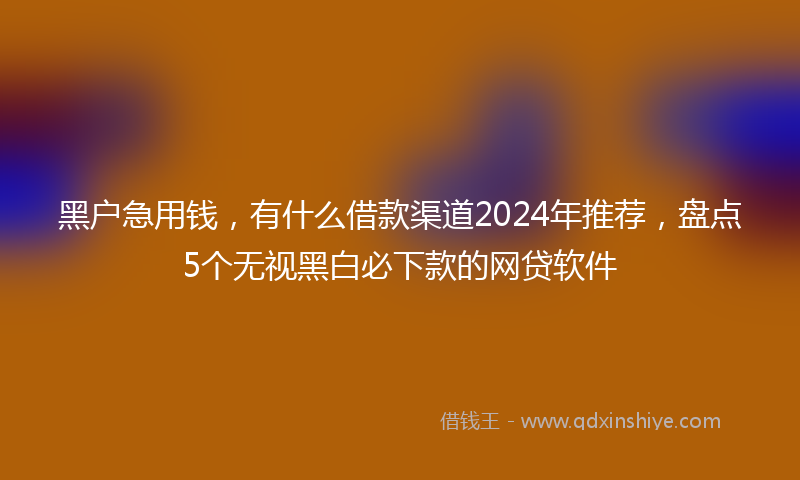 黑户急用钱，有什么借款渠道2024年推荐，盘点5个无视黑白必下款的网贷软件