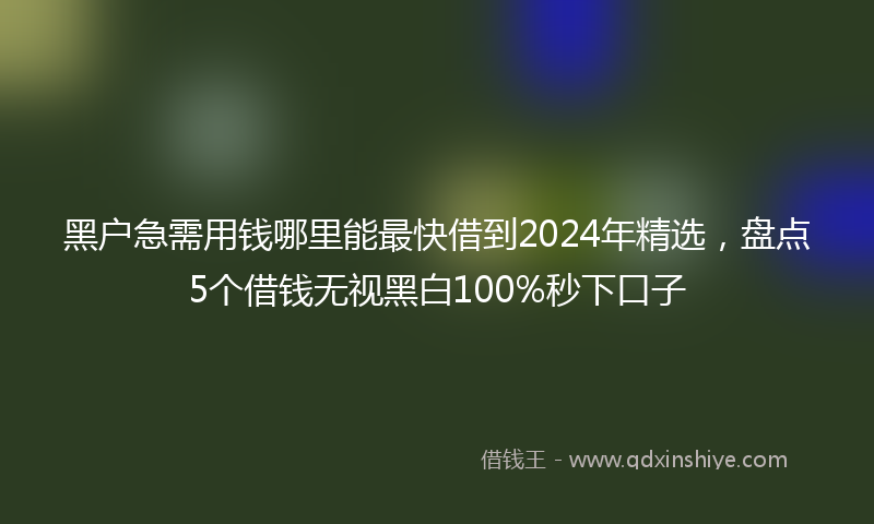 黑户急需用钱哪里能最快借到2024年精选，盘点5个借钱无视黑白100%秒下口子