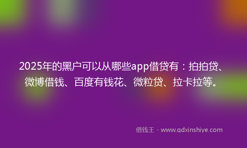 2025年的黑户可以从哪些app借贷有：拍拍贷、微博借钱、百度有钱花、微粒贷、拉卡拉等。