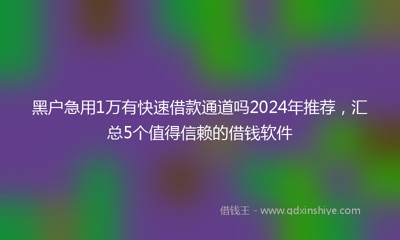 黑户急用1万有快速借款通道吗2024年推荐，汇总5个值得信赖的借钱软件