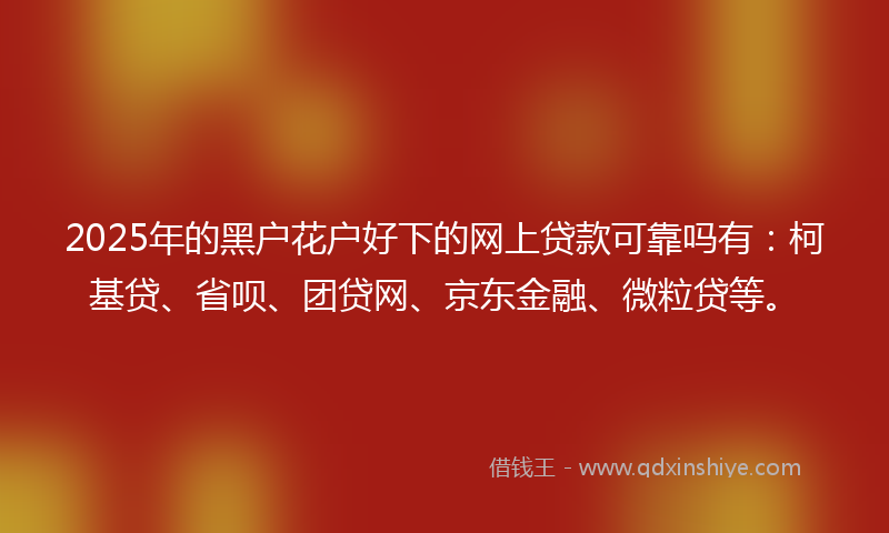 2025年的黑户花户好下的网上贷款可靠吗有：柯基贷、省呗、团贷网、京东金融、微粒贷等。