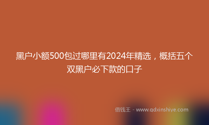 黑户小额500包过哪里有2024年精选，概括五个双黑户必下款的口子