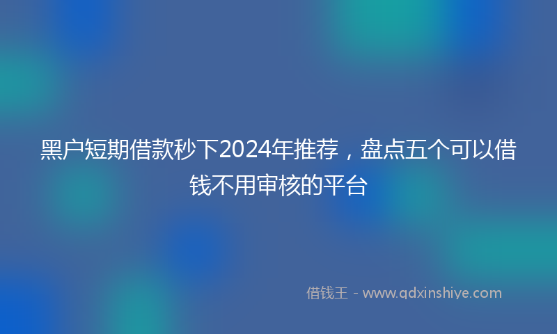 黑户短期借款秒下2024年推荐，盘点五个可以借钱不用审核的平台