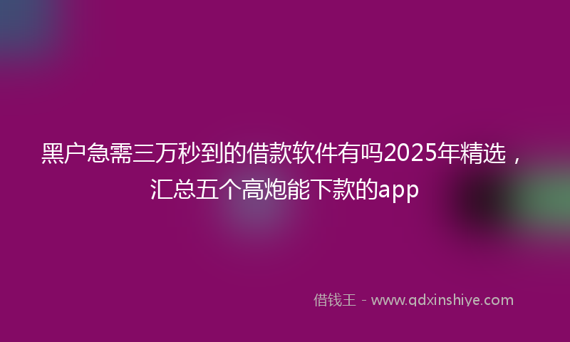 黑户急需三万秒到的借款软件有吗2025年精选，汇总五个高炮能下款的app