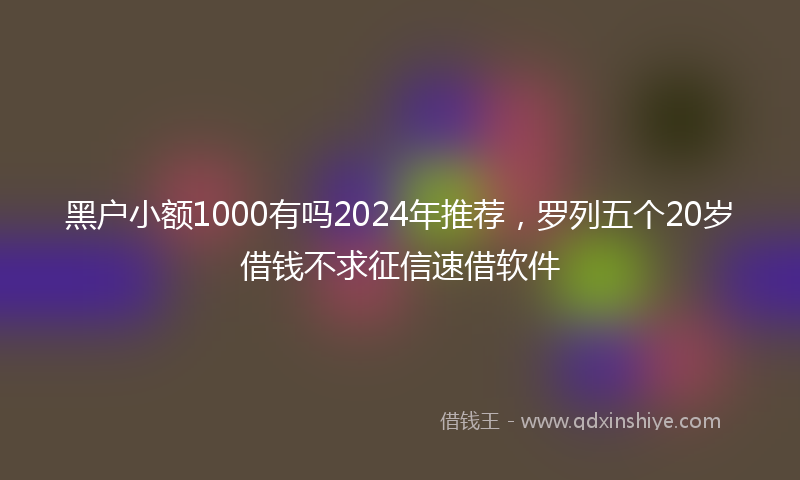 黑户小额1000有吗2024年推荐，罗列五个20岁借钱不求征信速借软件