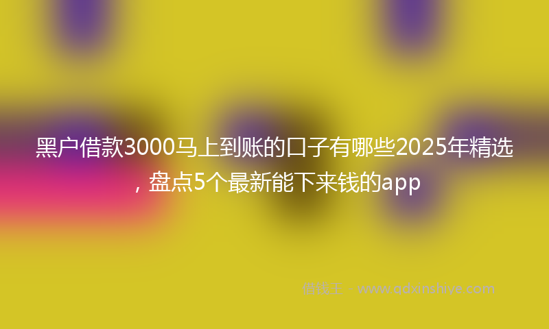 黑户借款3000马上到账的口子有哪些2025年精选，盘点5个最新能下来钱的app