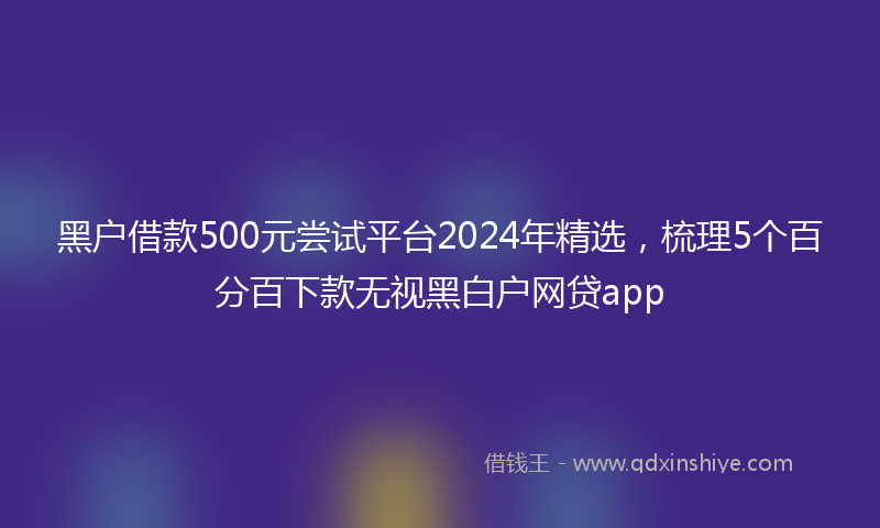 黑户借款500元尝试平台2024年精选，梳理5个百分百下款无视黑白户网贷app