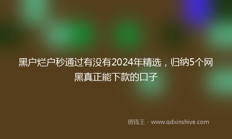 黑户烂户秒通过有没有2024年精选，归纳5个网黑真正能下款的口子