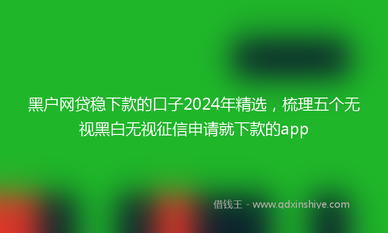 黑户网贷稳下款的口子2024年精选，梳理五个无视黑白无视征信申请就下款的app