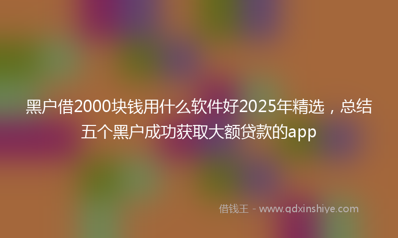 黑户借2000块钱用什么软件好2025年精选，总结五个黑户成功获取大额贷款的app