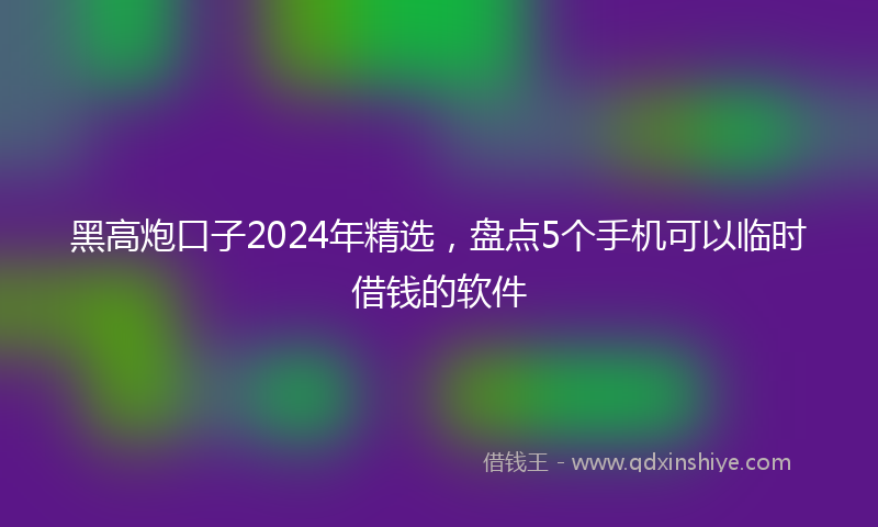 黑高炮口子2024年精选，盘点5个手机可以临时借钱的软件