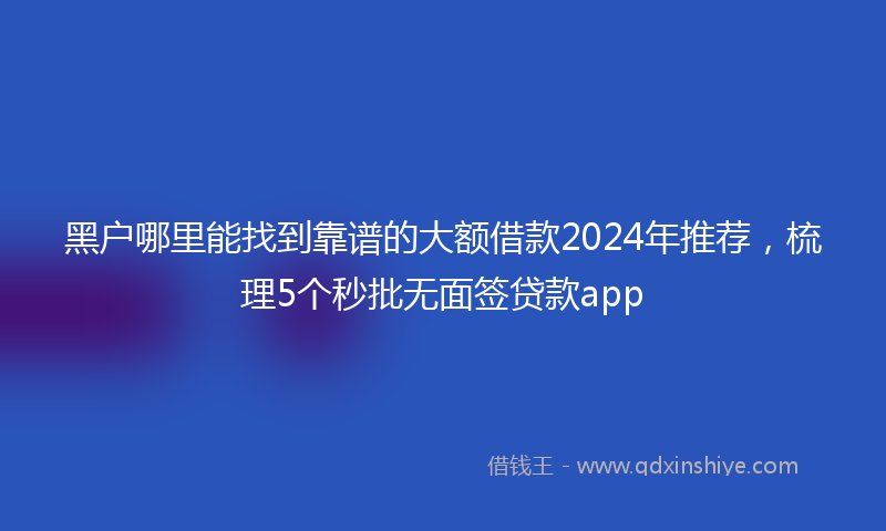 黑户哪里能找到靠谱的大额借款2024年推荐，梳理5个秒批无面签贷款app
