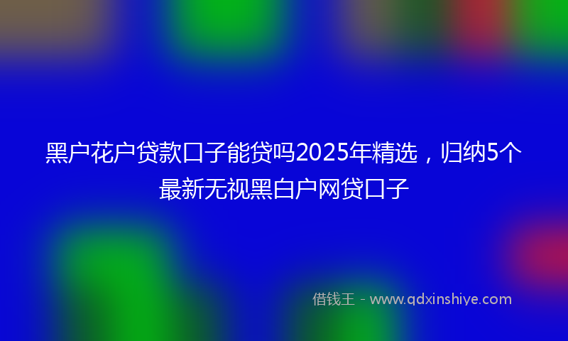 黑户花户贷款口子能贷吗2025年精选，归纳5个最新无视黑白户网贷口子