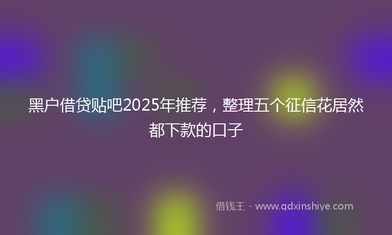 黑户借贷贴吧2025年推荐，整理五个征信花居然都下款的口子